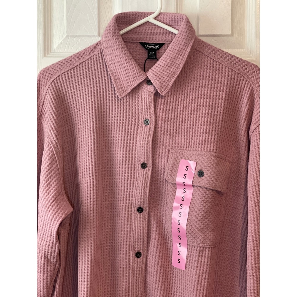 Buffalo Waffle Button Up Womens Small Midday Rose NEW Long Sleeve Knit Shirt - Picture 2 of 12